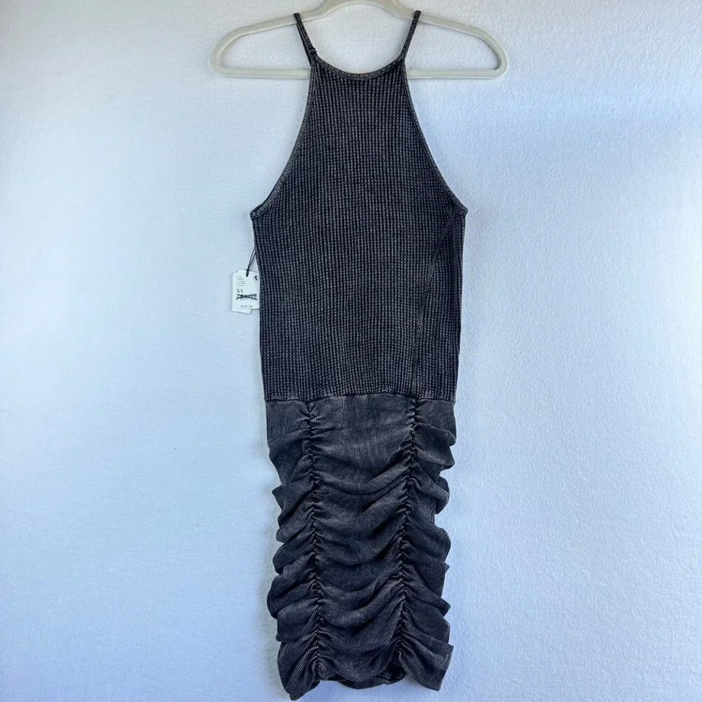 NWT Free People One Dress Womens XS Distressed Grunge Katya Mini Boho Lagenlook